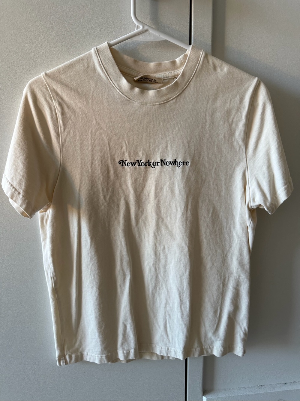 New Yorker Nowhere signature t-shirt in cream, size S